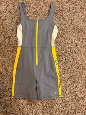 Fabletics Grey, Yellow & White Workout Jumpsuit